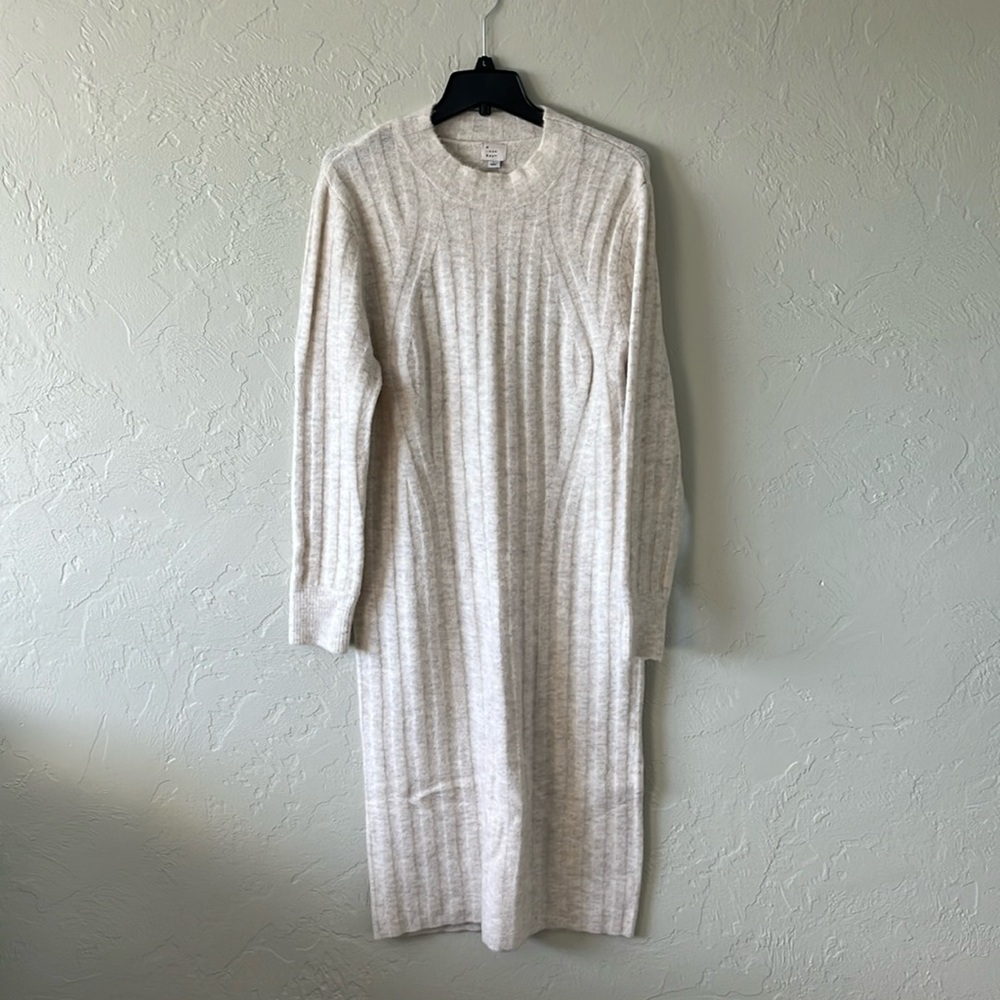 a new day Cream Ribbed Long Sleeve Sweater Dress